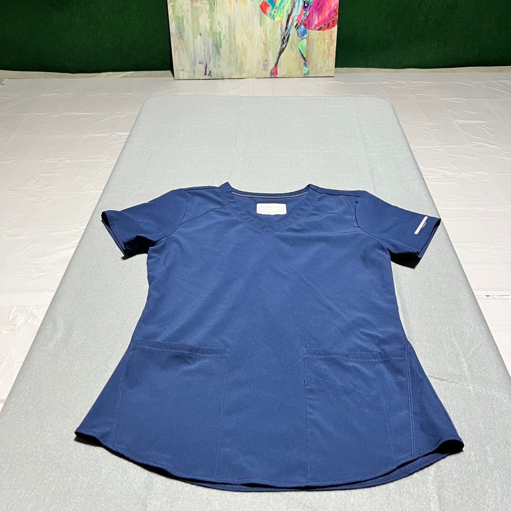 Skechers by Barco Womens Navy Blue V-Neck Scrub Top SK101 Size S